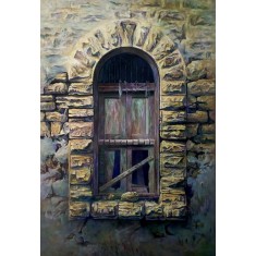 Hanif Shahzad, Old Window I , 32 x 48 Inch, Oil on Canvas,  Landscape Painting, AC-HNS-092